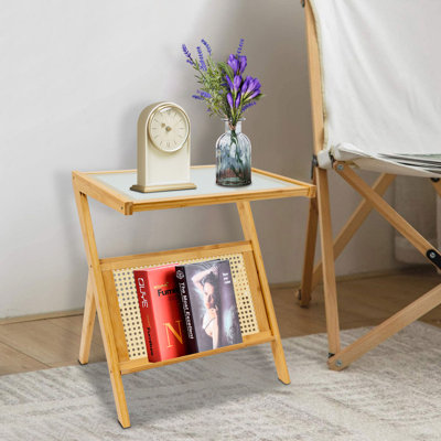 Table de bout avec plateau en verre