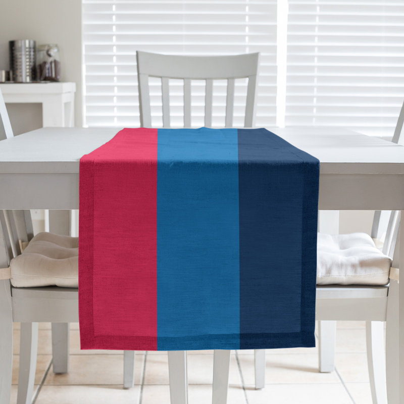 Chemin de table basket Philadelphia, Rouge / bleu / bleu marine, L 90 po x l 16 po, Polyester sergé