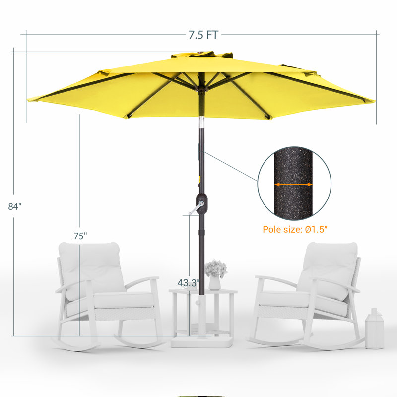 Parasol Sawyer, Jaune, H 90 po x l 90 po x P 90 po