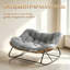 Double chaise berçante surdimensionnée avec coussin gris-894103192