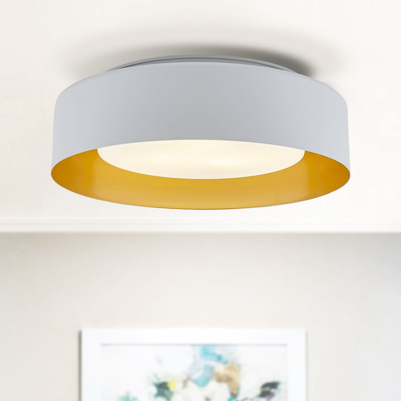 Modern 15 Inch 3-Light  Large Flush Mount Ceiling Light Fixture, White finish, White