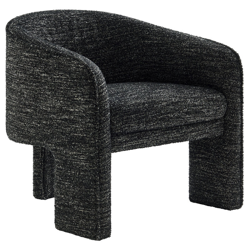 Greer Boucle Fabric Upholstered Accent Armchair, Charcoal Fabric