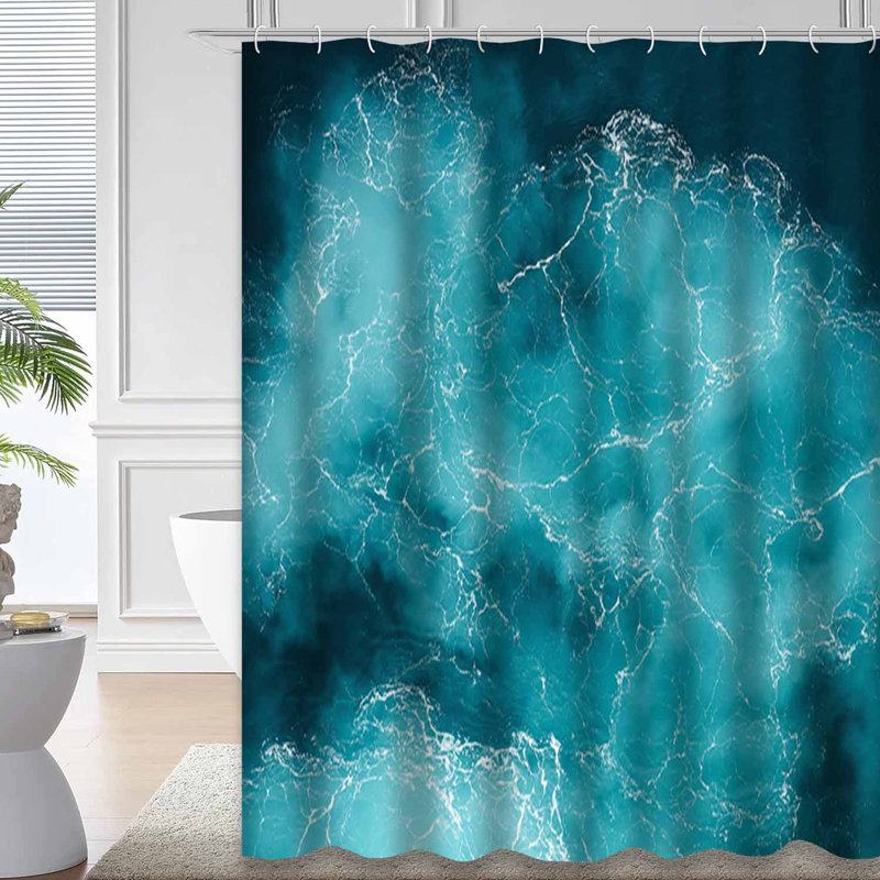 Abstrait bleu turquoise avec 12 crochets, L 72 po x l 72 po
