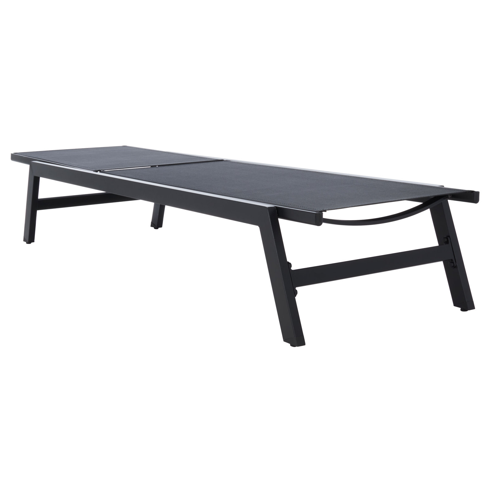Yves 23.23" Outdoor Aluminum Chaise Lounge, Black