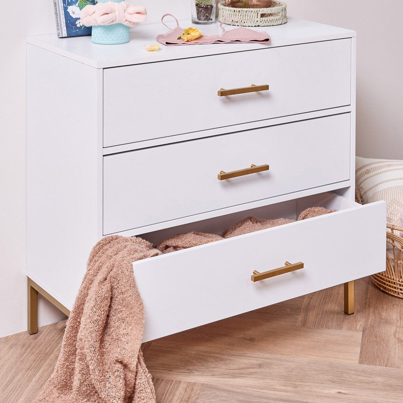 Agna 80cm W 3 - Drawer Chest of Drawers, White