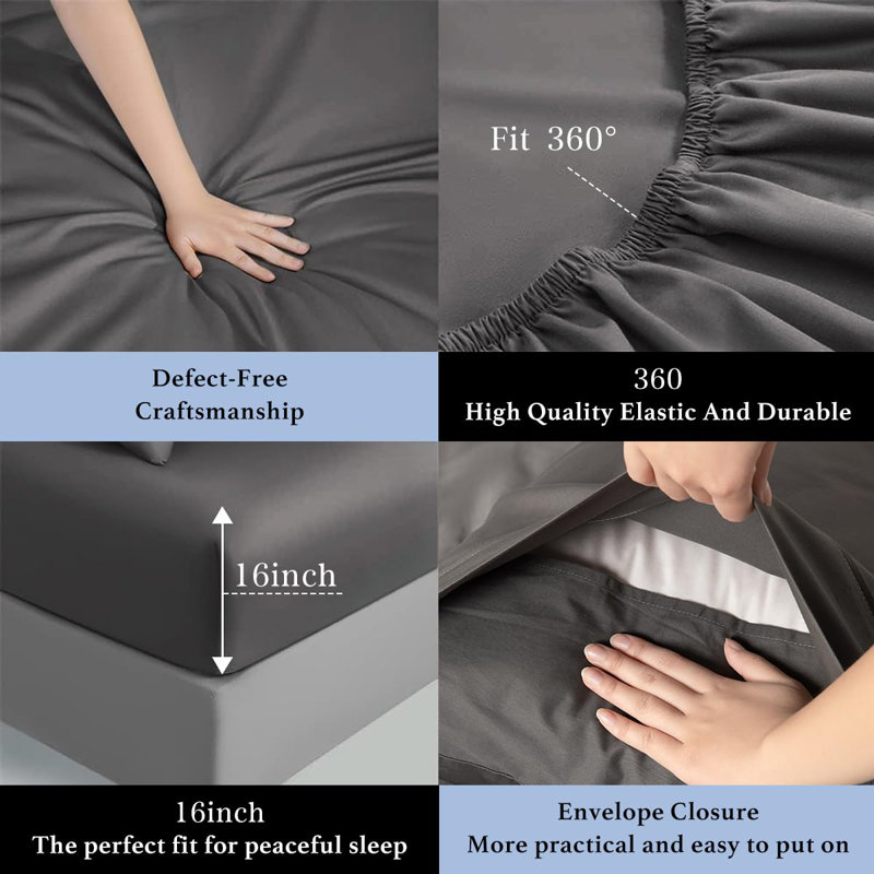 1000 Thread Count Egyptian-Quality Cotton Sheet Sets, Dark Gray, King Sheet Set with 2 Pillowcases