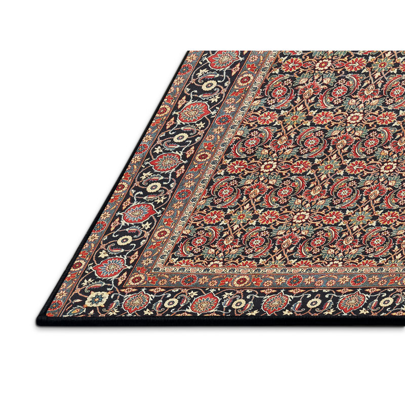 Tapis vert de style oriental, Rectangle 5 pi x 7 pi