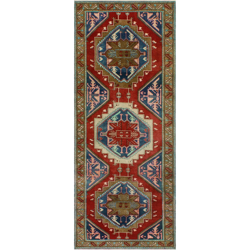 Khusbu Distressed Grey Red Runner