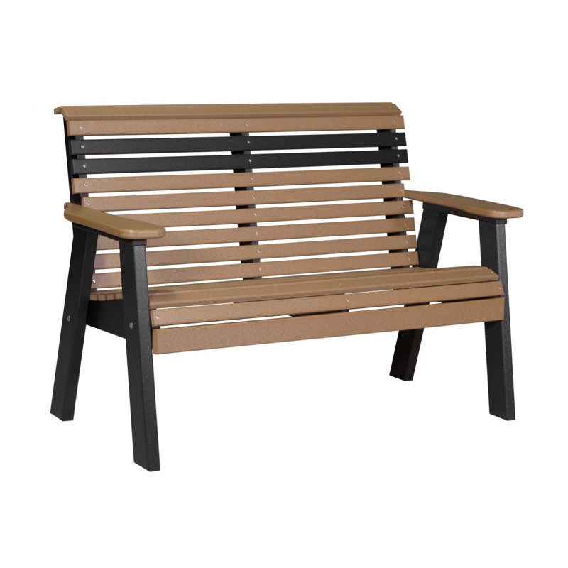 Banc de parc en plastique plain Horasan, Cèdre/noir