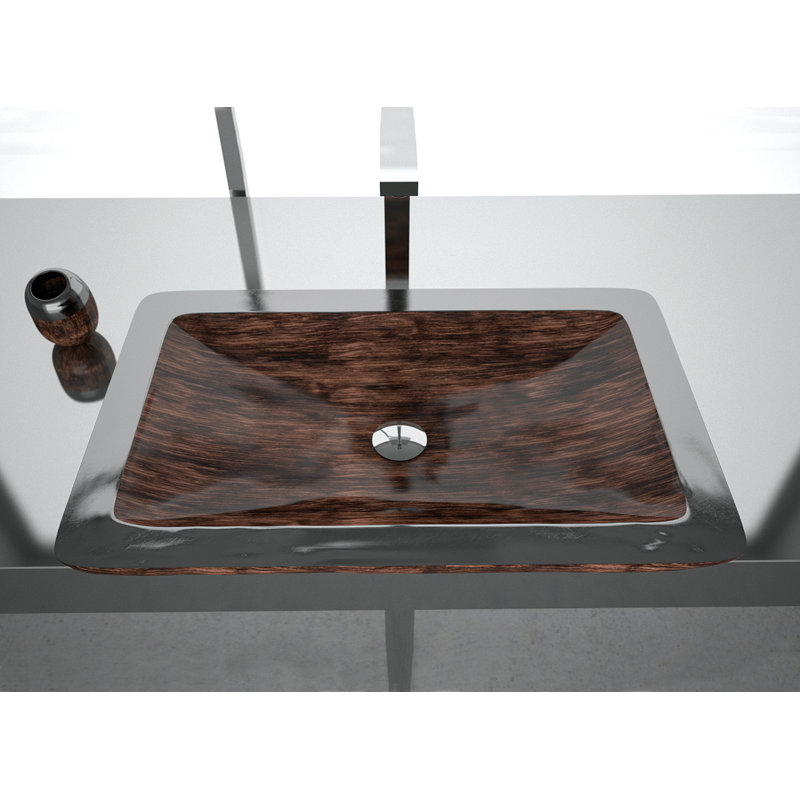 Vogue 25.6'' L Bathroom Sink, Brown Black