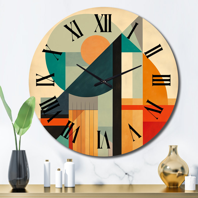 Pleine horloge murale Mid-Century, Grand