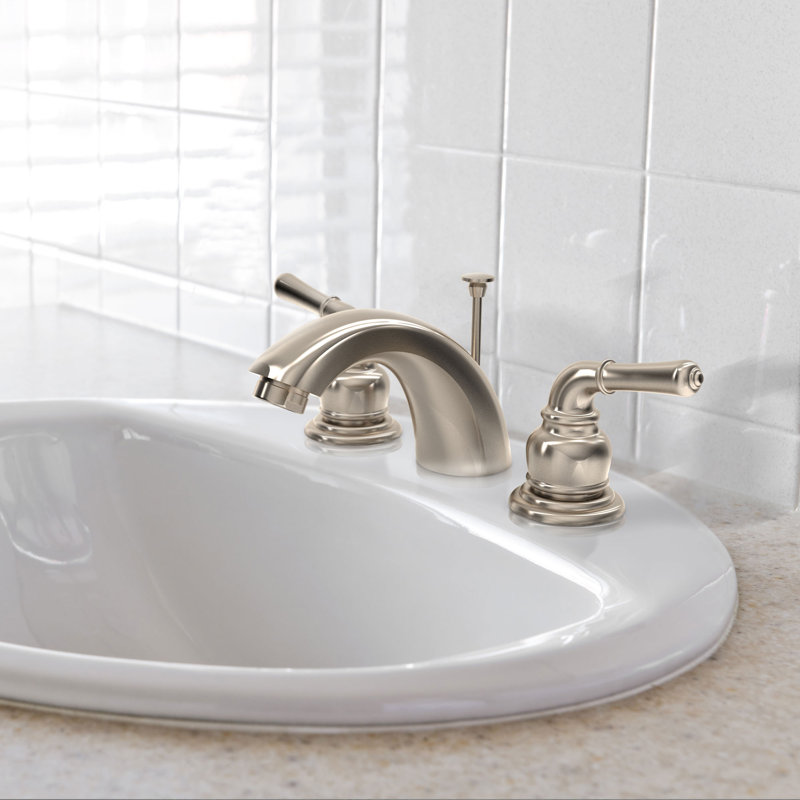 Widespread 2-handle Bathroom Faucet with Drain Assembly, PVD Brushed Nickel