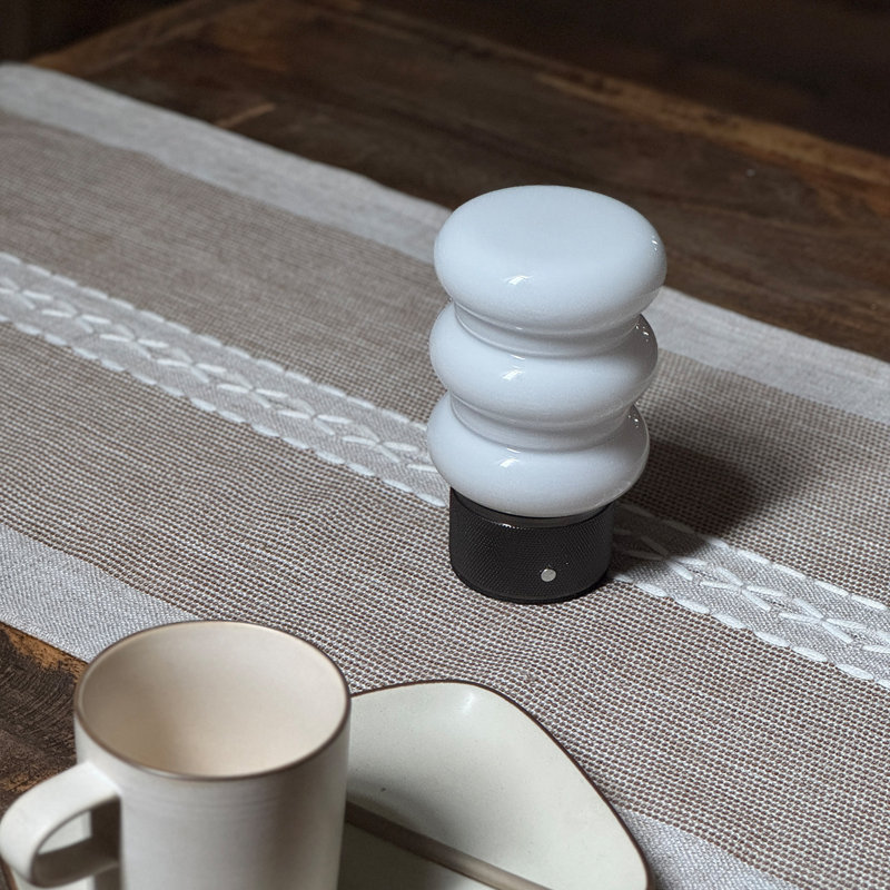 Modern Small Opal Glass Cordless Rechargeable Table Lamp 3-level Dimmable Led Bedside Lamp For Bedroom Nightstand