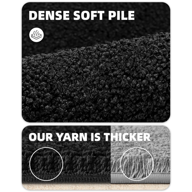 Tapis pour salle de bain Flett, Noir, L 24 po x L 43 po