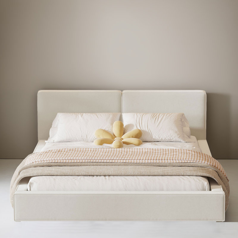 Base de lit tapissier grand format, Beige