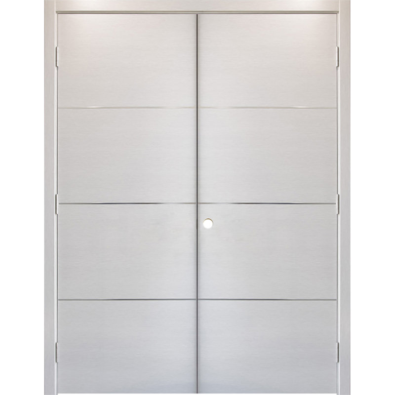 Double porte intérieure stratifiée HG-008, 72 po x 96 po, Blanc wengé, Droite / vers l'intérieur