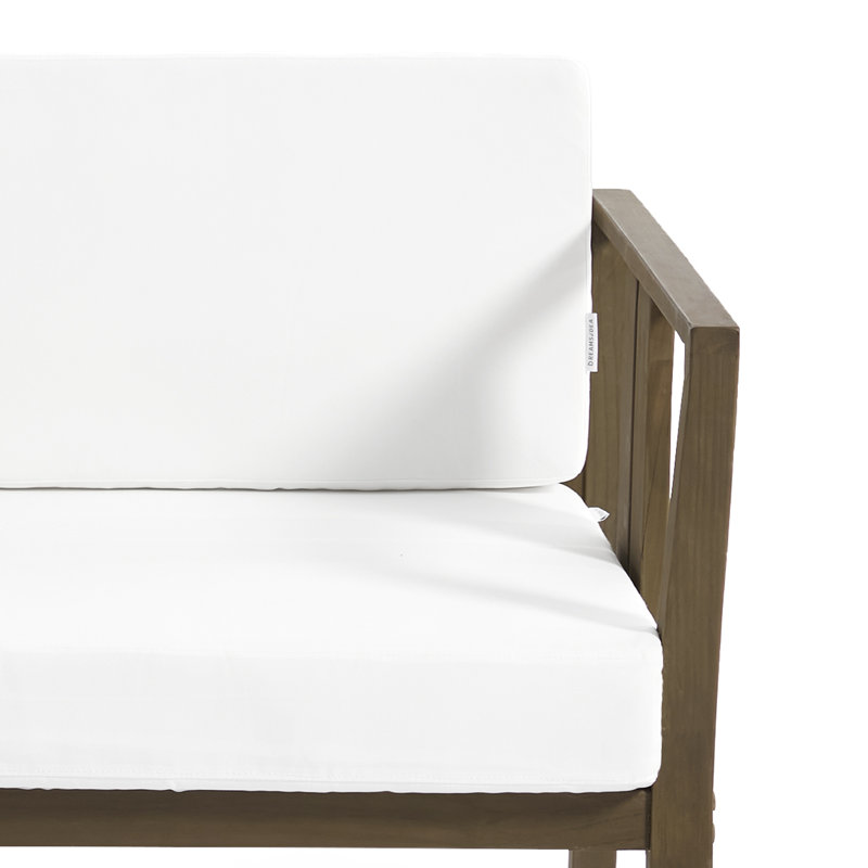 Ensemble de patio d'extérieur pour deux personnes en teck avec coussins et table basse Junco, Beige, Brun