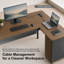 Bureau de direction moderne en L avec armoire de rangement et tiroir