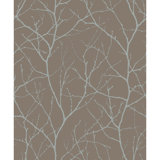 Trees Silhouette Floral Metallic Wallpaper Roll