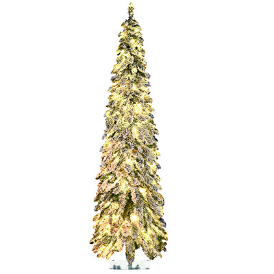 Tall Prelit Pencil Artificial Christmas Tree