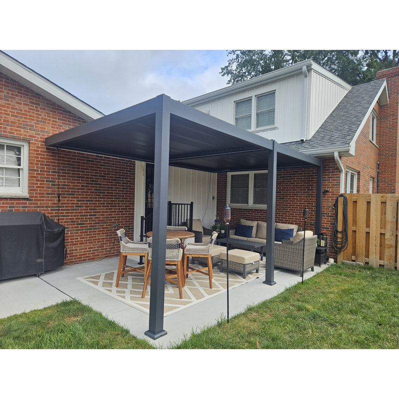 Pergola à auvent motorisée en aluminium, Gris foncé, L 13 pi x P 19 pi