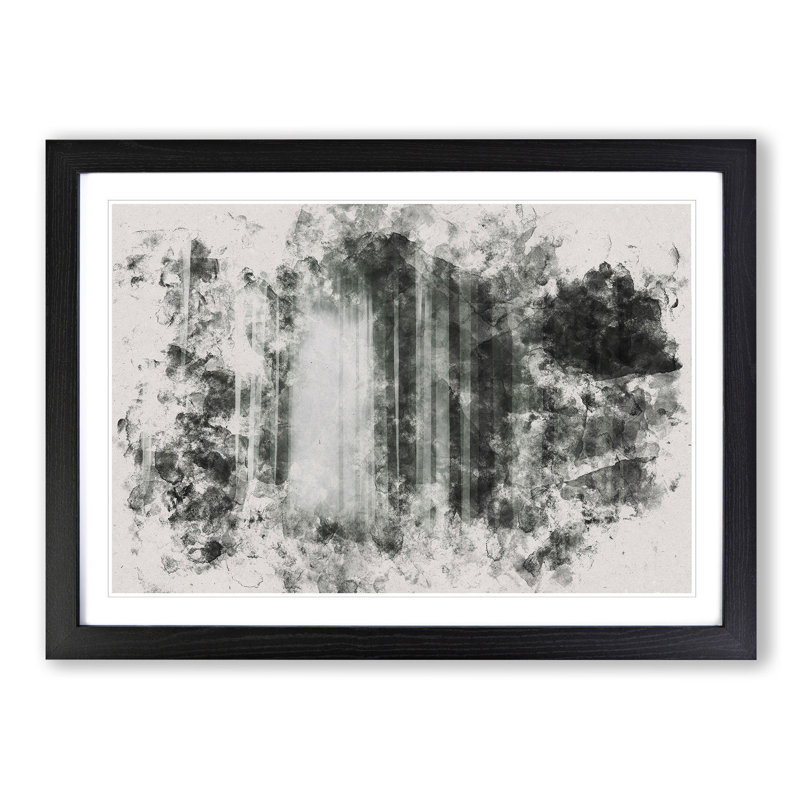 Twilight Forest Watercolour - Picture Frame Graphic Art, 45cm H x 63cm W x 2cm D, Black