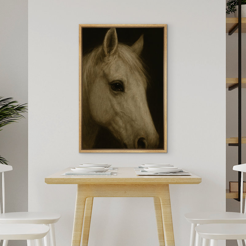 «Classic Horse Portrait Farmhouse Decor», reproduction d'art sur toile encadrée, H 36 po x l 24 po, Naturel
