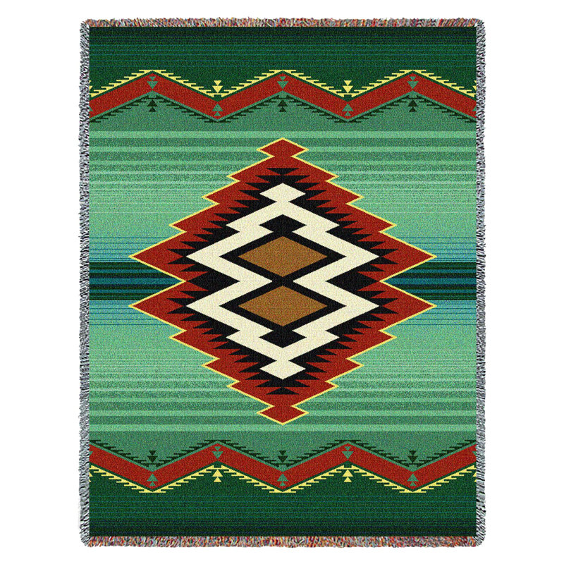 Couverture Turak de Pure Country Weavers - Inspiration amérindienne du Sud-Ouest - Jeté en tapisserie tissée en coton - Fabriqué aux États-Unis (72 x 54)