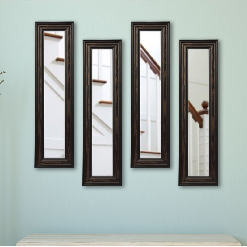Kincannon Wood Flat Wall Mirror, 10" H x 28" W