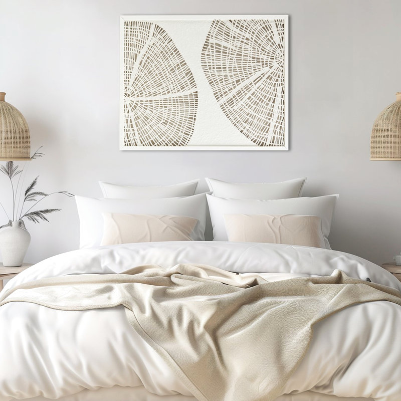 Abstrait mur côtier - Riz, 25,27 po de largeur x 31,28 po de hauteur, 1,28 po de profondeur, œuvre d'art d'intérieur faite à la main, protégée par un cadre d'art en verre, 25,27 po x l 31,28 po x P 1,28 po, intérieur, blanc et lin