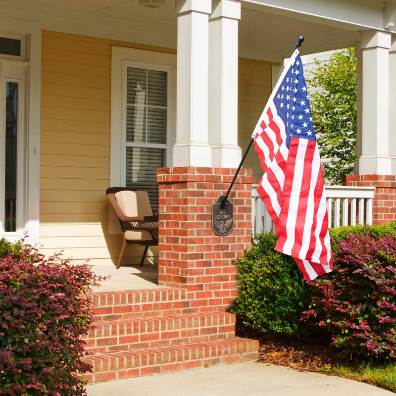 Eagle Flagpole Holder Plaque, Standard Wall 2-line