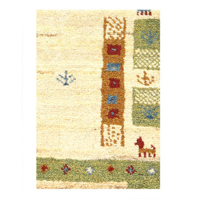 Tapis persan rouille et beige Gabbeh Lori Baft 1 pi 4 po x 2 pi