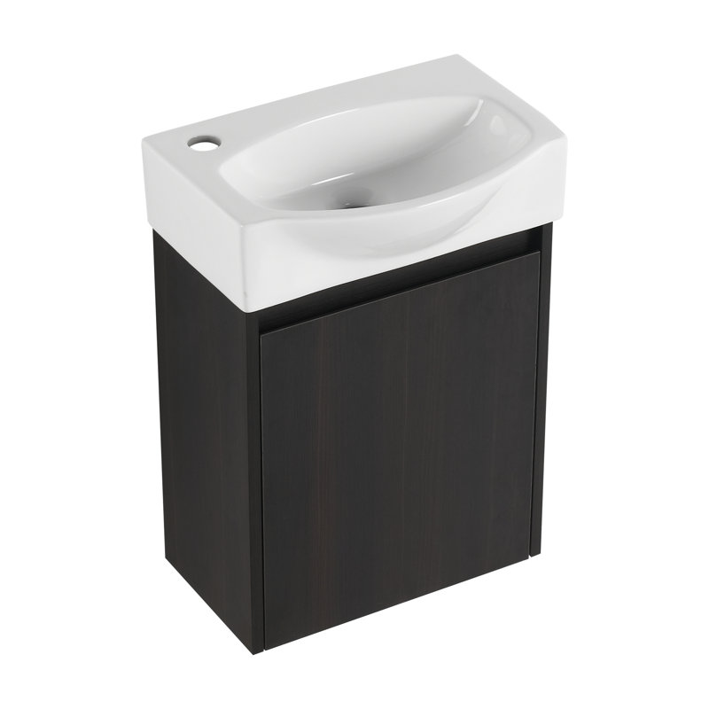 Ensemble de meuble-lavabo moderne 16 po avec lavabo en céramique Leeandrew, Noir, noir, noir, noir