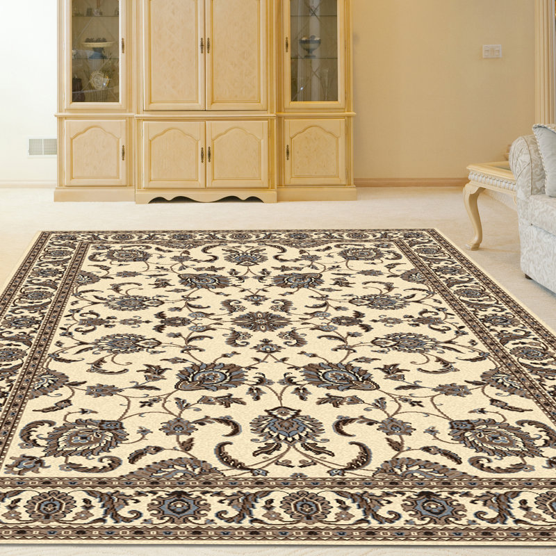 Weiser Ivory Traditional Oriental Area Rug, Rectangle 7'9" x 11'