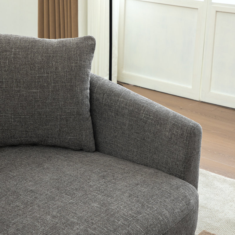 56.3" W Upholstered Oversized Barrel Chair, Single Sofa Chair With Pillows, Gray