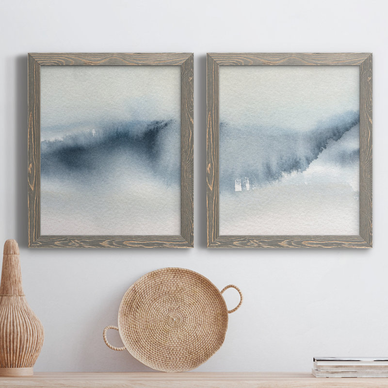 «Summer Rain I», ensemble de 2 peintures sur toile encadrées, H 24 po x l 36 po x P 1,5 po, Encadré gris