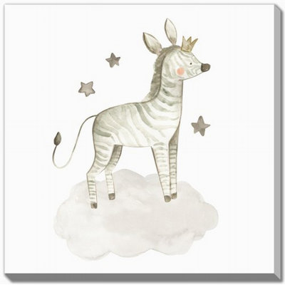 Zebra With Stars Canvas Wall Art