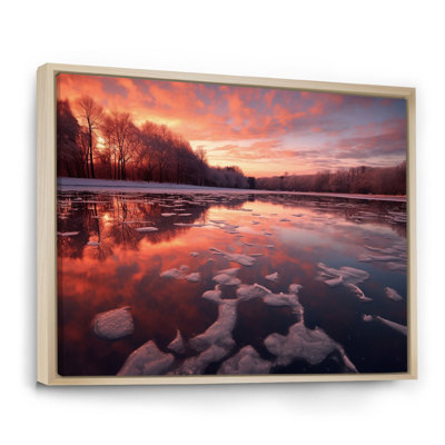 «Exquis Pastel Sunshine Over Icy Winter Lake I», reproduction sur toile