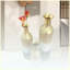 Ensemble de 3 vases de sol décoratifs en métal, grands vases à motif de feuilles blanches, dorées et noires pour la décoration intérieure