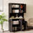 71" Kitchen Pantry Storage Cabinet With Adjustable Shelves, 6 Doors For Microwave Oven - 1 Drawer Black Durability Freestanding Microwave,-904305001