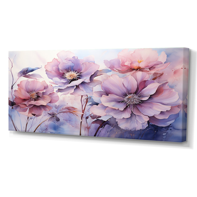 «Purple Tranquil Petals I» sur toile, Toile tendue, H 28 po x l 60 po x P 1,5 po