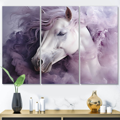 Cheval mauve blanc éthéré 3 pièces