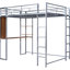Lit mezzanine en métal argenté avec bureau et tablettes - Solution de chambre à coucher écoénergétique intégrée 2, poids maximum: 120 lb-121104743