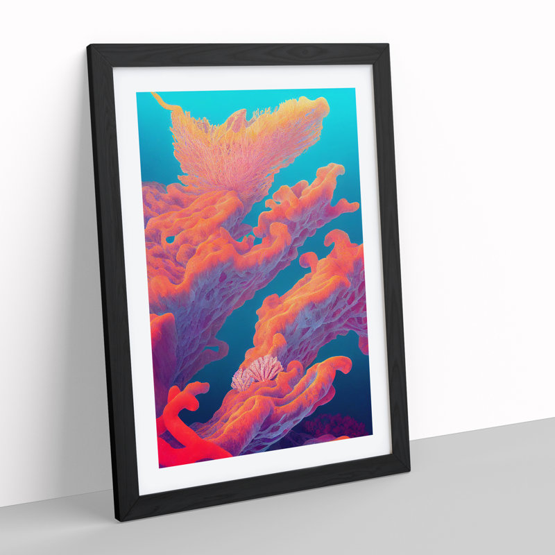 The Beauty Of Coral Reef - Single Picture Frame Print, Black Framed, 64cm H x 46cm W x 2cm D