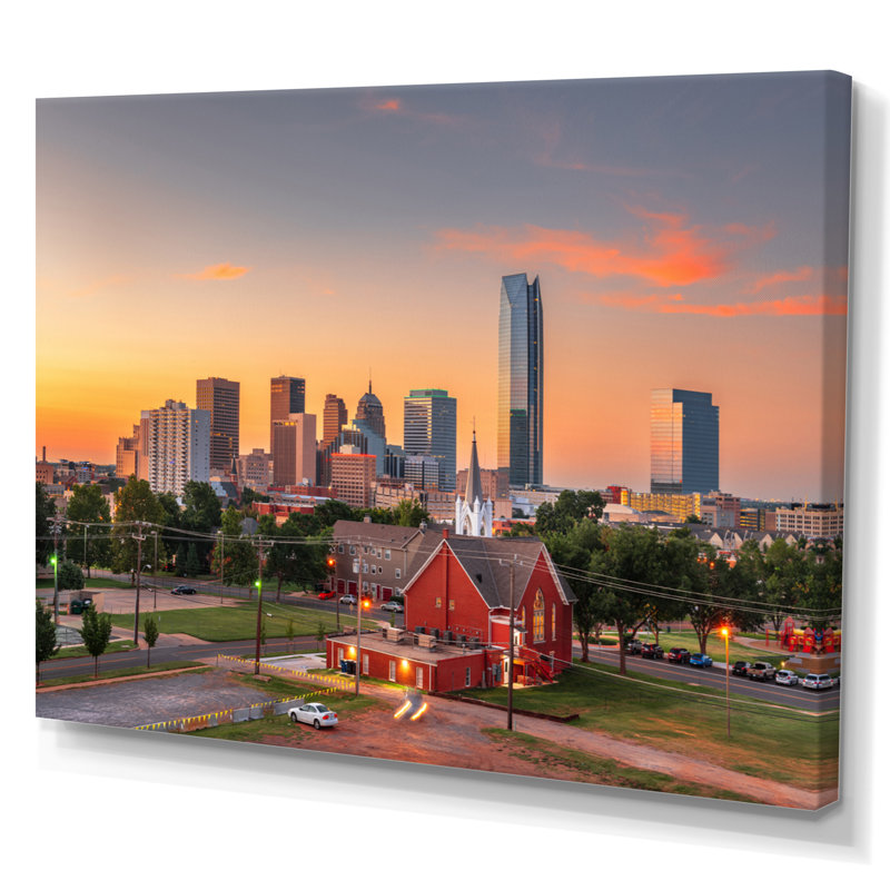 «Oklahoma City Sunset» sur toile, H 16 po x l 32 po x P 1 po, Toile tendue