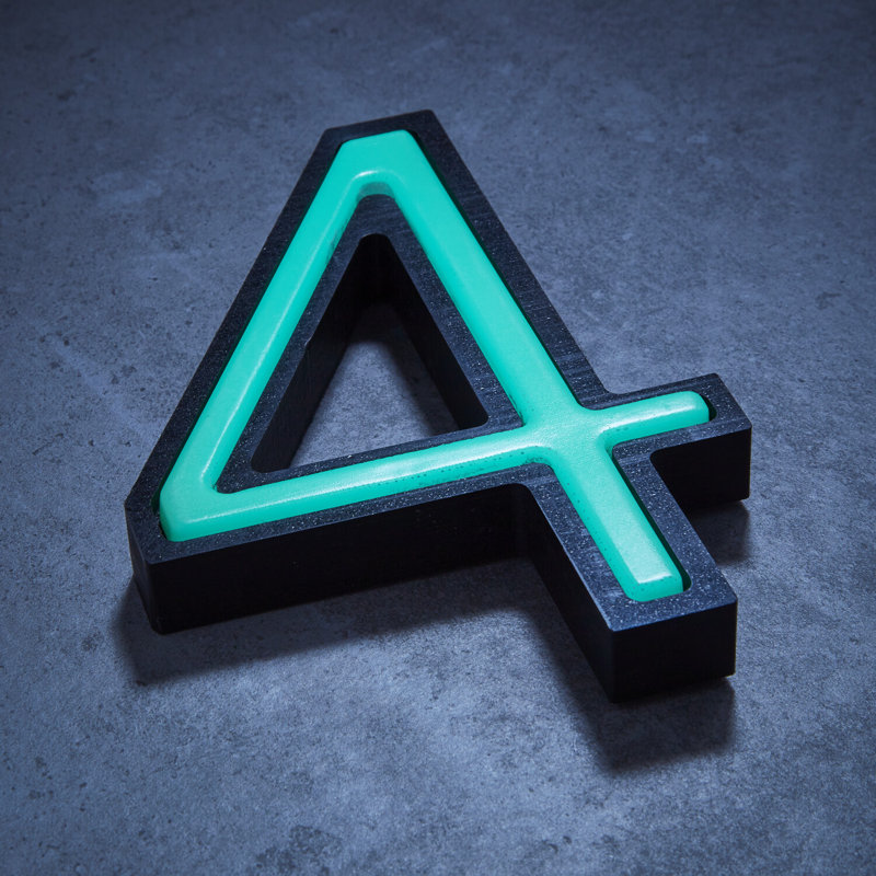 Numéro de maison à fixation en surface 6 po H, Turquoise, 4