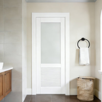 Dalle de porte intérieure en verre givré pré-fixé et porte fixe en MDF blanc avec cadre réglable 