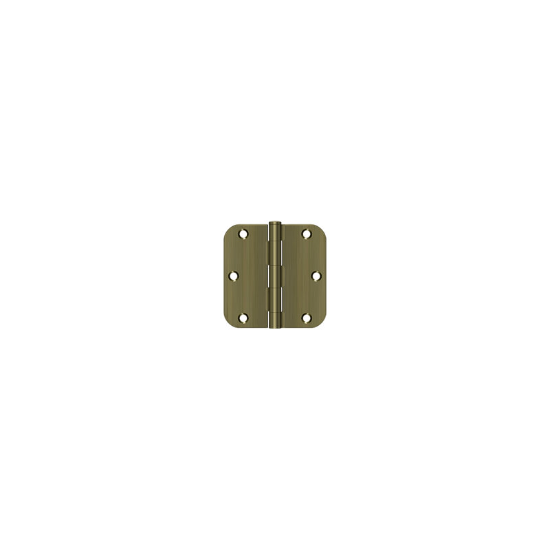 Deltana S35R55 3-1/2" x 3-1/2" x 5/8" Radius Hinge, Residential Thickness in Antique Brass Pair, Antique Brass