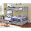 Lit superposé simple au dessus d'un lit double transitionnel avec deux grands tiroirs attachés en bois massif noir-806638595