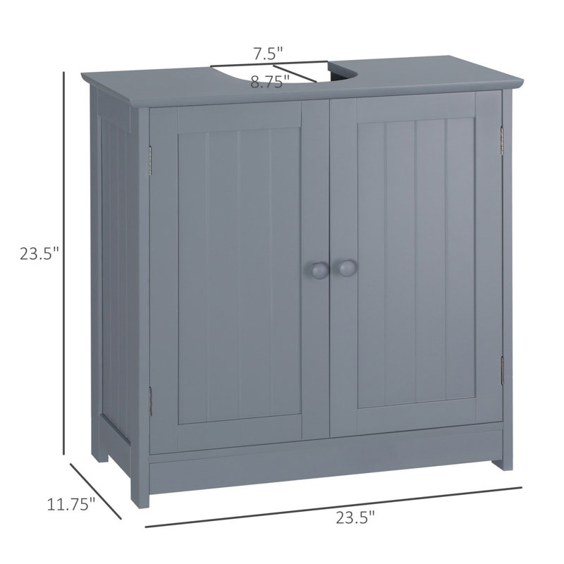 Armoire de salle de bain sous le lavabo avec tablette, meuble-lavabo moderne avec rangement, Gris